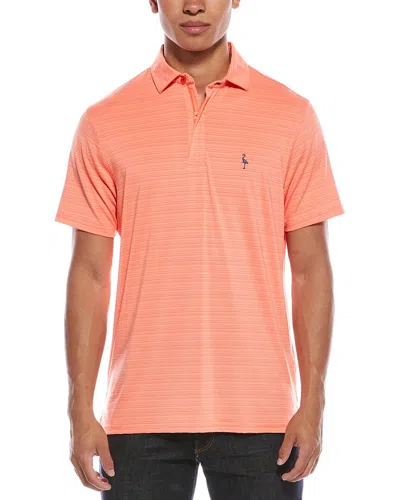 Tailorbyrd Yarn-dye Stripe Zipper Performance Polo Shirt In Pink