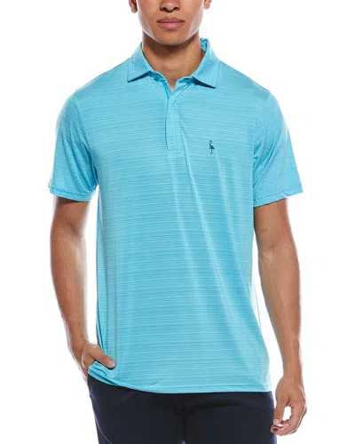 Tailorbyrd Yarn-dye Stripe Zipper Performance Polo Shirt In Blue