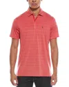 Tailorbyrd Yarn-dye Stripe Zipper Performance Polo Shirt In Pink