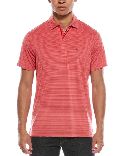 Tailorbyrd Yarn-dye Stripe Zipper Performance Polo Shirt In Pink