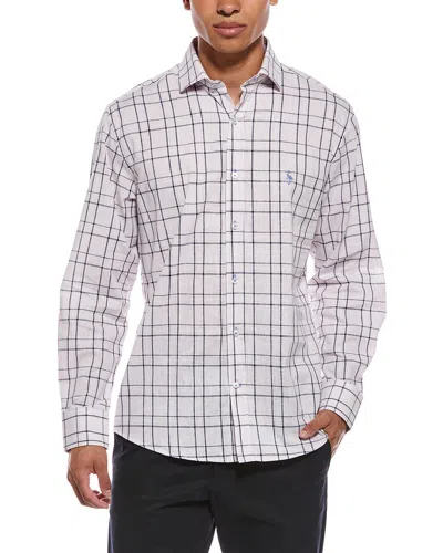 Tailorbyrd Yarn Dyed Large Check Linen-blend Shirt In White