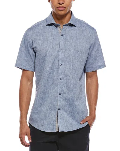 Tailorbyrd Yarn Dyed Melange Linen-blend Shirt In Multi