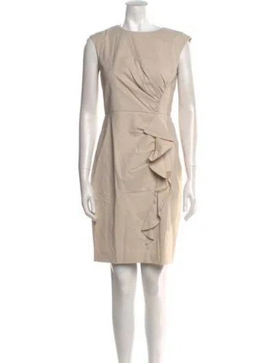Pre-owned Tailored By Rebecca Taylor Bateau Neckline Knee-length Dress In Neutral