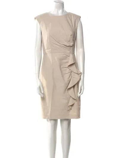 Pre-owned Tailored By Rebecca Taylor Bateau Neckline Knee-length Dress In Neutral