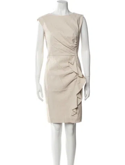 Pre-owned Tailored By Rebecca Taylor Bateau Neckline Knee-length Dress In Neutral