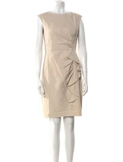 Pre-owned Tailored By Rebecca Taylor Bateau Neckline Knee-length Dress In Neutral