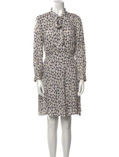 Pre-owned Tailored By Rebecca Taylor Floral Print Knee-length Dress In Blue