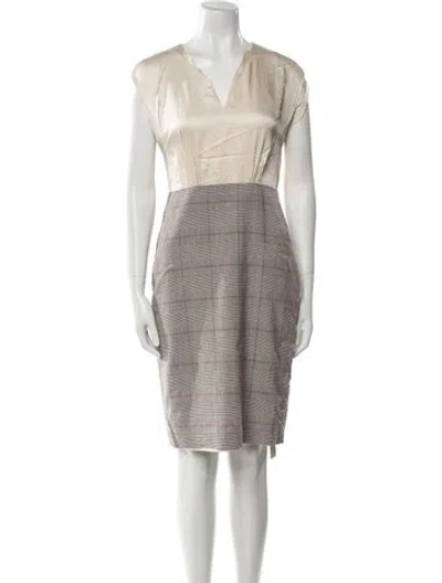 Pre-owned Tailored By Rebecca Taylor Linen Knee-length Dress In Neutral