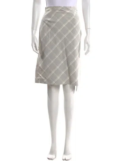 Pre-owned Tailored By Rebecca Taylor Linen Knee-length Skirt In Gray
