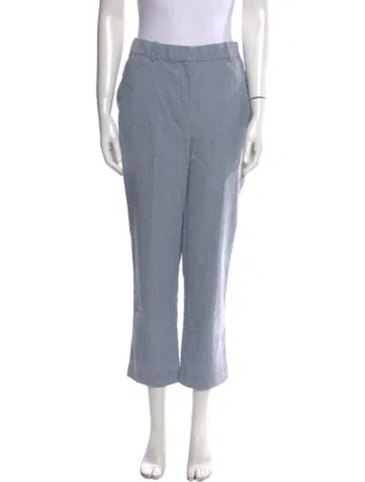 Pre-owned Tailored By Rebecca Taylor Linen Straight Leg Pants In Blue
