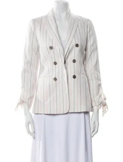 Pre-owned Tailored By Rebecca Taylor Linen Striped Blazer In Neutral