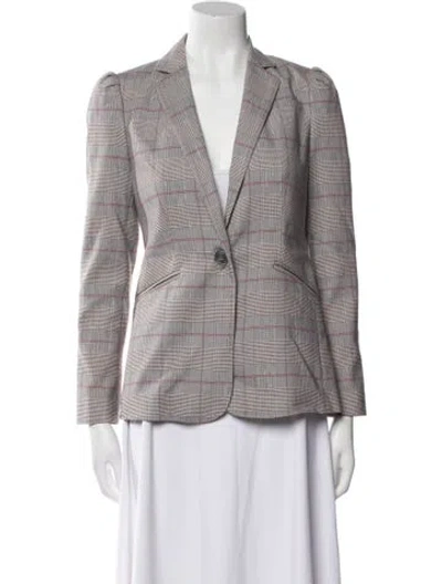 Pre-owned Tailored By Rebecca Taylor Plaid Print Blazer In Gray