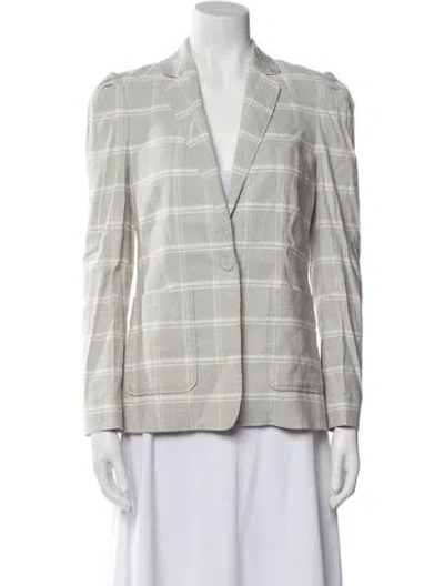 Pre-owned Tailored By Rebecca Taylor Plaid Print Blazer In Gray