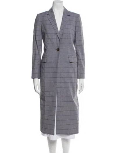 Pre-owned Tailored By Rebecca Taylor Plaid Print Coat In Blue