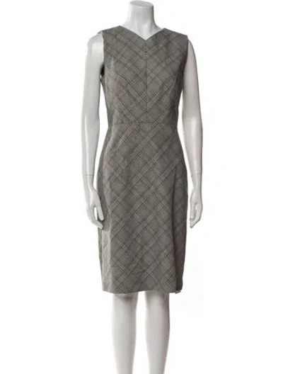 Pre-owned Tailored By Rebecca Taylor Plaid Print Knee-length Dress In Gray