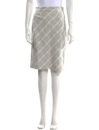 Pre-owned Tailored By Rebecca Taylor Plaid Print Knee-length Skirt In Gray