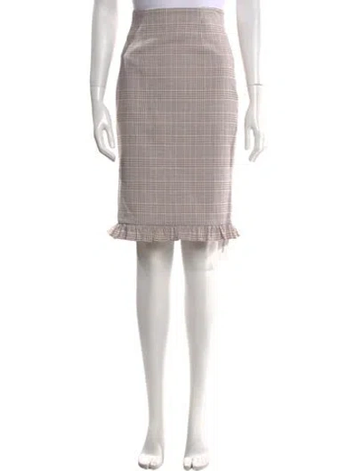 Pre-owned Tailored By Rebecca Taylor Plaid Print Knee-length Skirt In Neutral