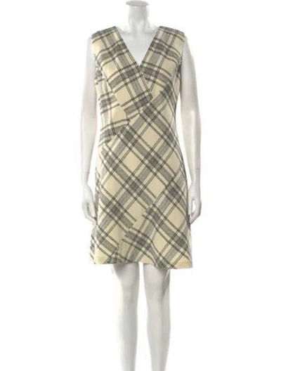 Pre-owned Tailored By Rebecca Taylor Plaid Print Mini Dress In Neutral