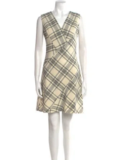 Pre-owned Tailored By Rebecca Taylor Plaid Print Mini Dress In Neutral