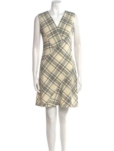 Pre-owned Tailored By Rebecca Taylor Plaid Print Mini Dress In Neutral