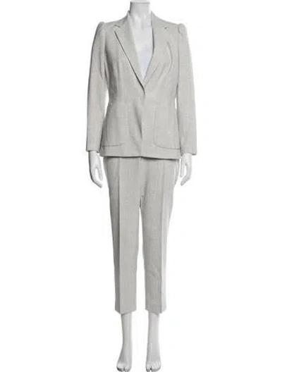 Pre-owned Tailored By Rebecca Taylor Pleated Accents Pantsuit In Grey