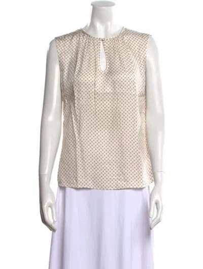 Pre-owned Tailored By Rebecca Taylor Polka Dot Print Crew Neck Top In Neutral