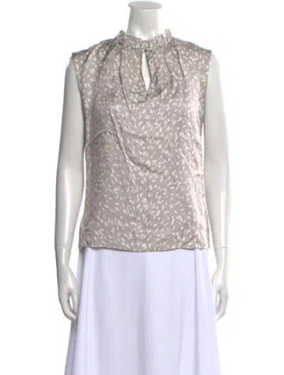 Pre-owned Tailored By Rebecca Taylor Printed Crew Neck Blouse In Gray
