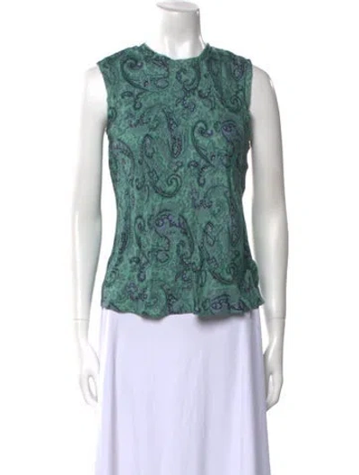 Pre-owned Tailored By Rebecca Taylor Silk Paisley Print Blouse In Green