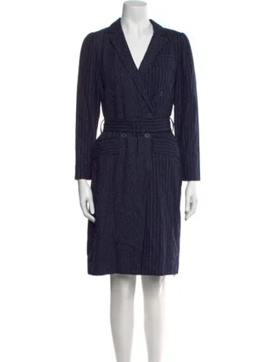 Pre-owned Tailored By Rebecca Taylor Striped Knee-length Dress In Blue
