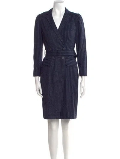 Pre-owned Tailored By Rebecca Taylor Striped Knee-length Dress In Blue