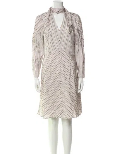Pre-owned Tailored By Rebecca Taylor Striped Knee-length Dress In White
