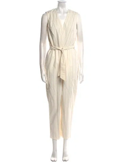 Pre-owned Tailored By Rebecca Taylor V-neck Jumpsuit In Neutral
