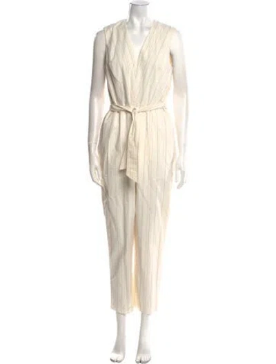 Pre-owned Tailored By Rebecca Taylor V-neck Jumpsuit In Neutral