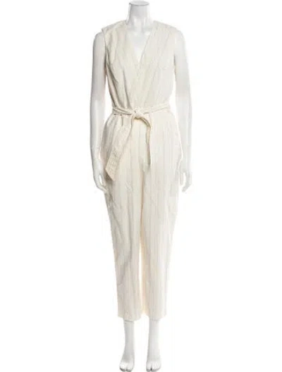 Pre-owned Tailored By Rebecca Taylor V-neck Jumpsuit W/ Tags In Neutral