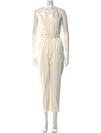 Pre-owned Tailored By Rebecca Taylor V-neck Jumpsuit W/ Tags In Neutral