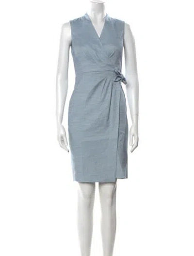 Pre-owned Tailored By Rebecca Taylor V-neck Knee-length Dress In Blue