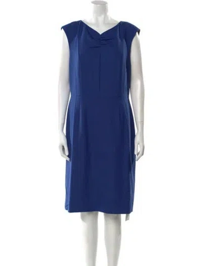 Pre-owned Tailored By Rebecca Taylor V-neck Knee-length Dress In Blue