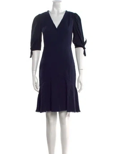 Pre-owned Tailored By Rebecca Taylor V-neck Knee-length Dress In Blue
