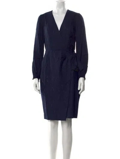Pre-owned Tailored By Rebecca Taylor V-neck Knee-length Dress In Blue