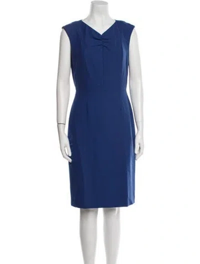 Pre-owned Tailored By Rebecca Taylor V-neck Knee-length Dress In Blue