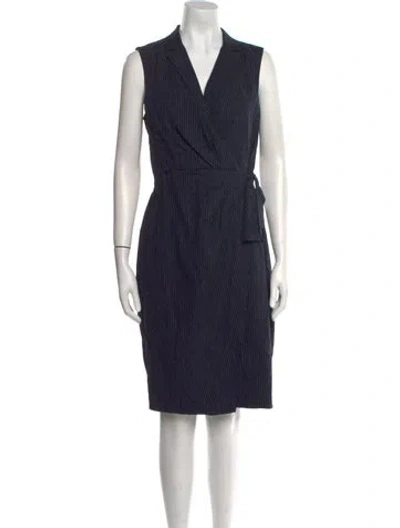 Pre-owned Tailored By Rebecca Taylor V-neck Knee-length Dress In Blue