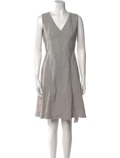 Pre-owned Tailored By Rebecca Taylor V-neck Knee-length Dress In Gray