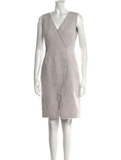 Pre-owned Tailored By Rebecca Taylor V-neck Knee-length Dress In Gray