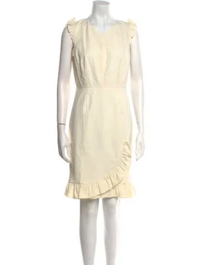 Pre-owned Tailored By Rebecca Taylor V-neck Knee-length Dress In Neutral