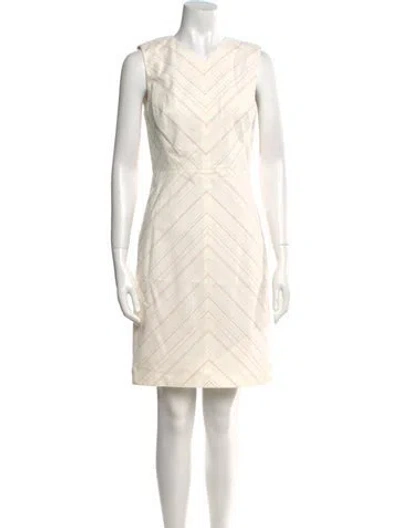 Pre-owned Tailored By Rebecca Taylor V-neck Knee-length Dress In Neutral