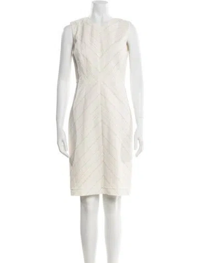 Pre-owned Tailored By Rebecca Taylor V-neck Knee-length Dress In Neutral