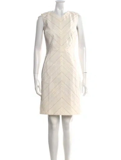 Pre-owned Tailored By Rebecca Taylor V-neck Knee-length Dress In Neutral