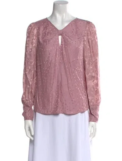 Pre-owned Tailored By Rebecca Taylor V-neck Long Sleeve Blouse In Neutral