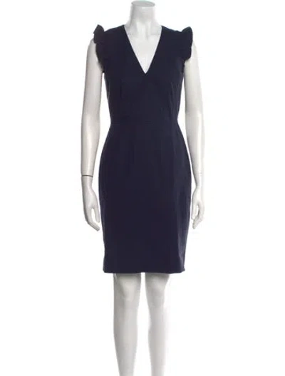 Pre-owned Tailored By Rebecca Taylor V-neck Mini Dress In Blue