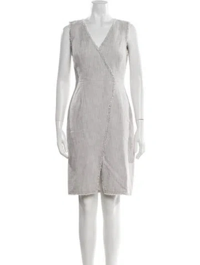 Pre-owned Tailored By Rebecca Taylor V-neck Mini Dress In Gray